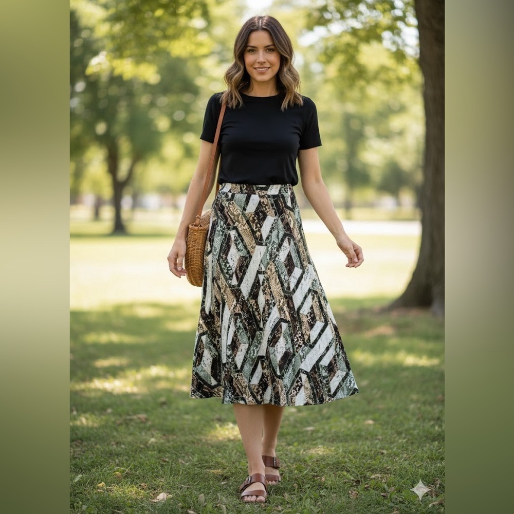 H&M A-Line Skirt with Geometric Design - Picture 5 of 13